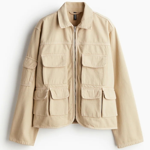 Womens Tan Canvas Cotton Utility Jacket - Picture 3 of 12